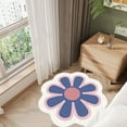 thumbnail image 4 of Qocolhg Aesthetic Cute Flower Round Area Rug Non Slip Circle Soft Fast Dry Flower Rug Indoor Floor Mat Carpet for Girls Bedroom Bathroom Living Room Sofa Nursery Decor, 24 inch Blue, 4 of 6