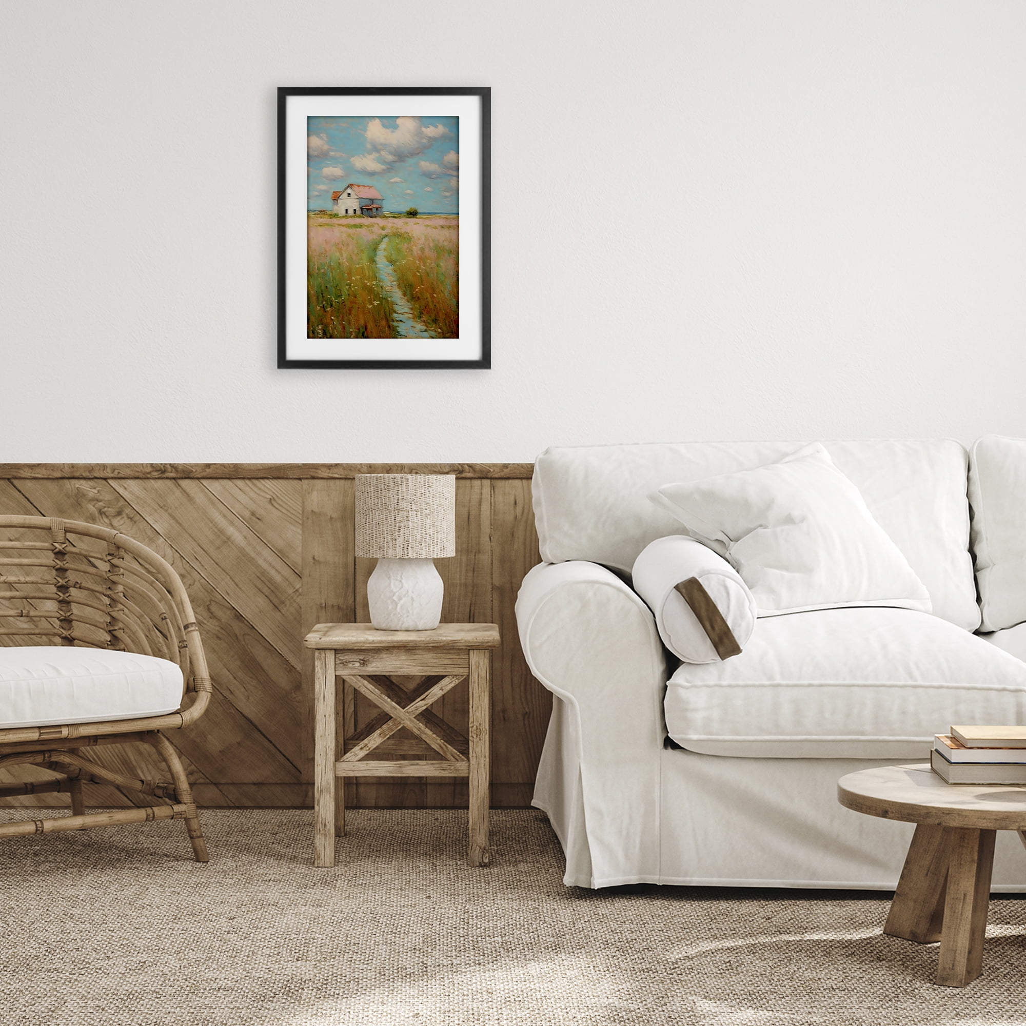 Stupell Industries House in Field of Flowers Black Framed Print Under Glass, design by Creative Studio