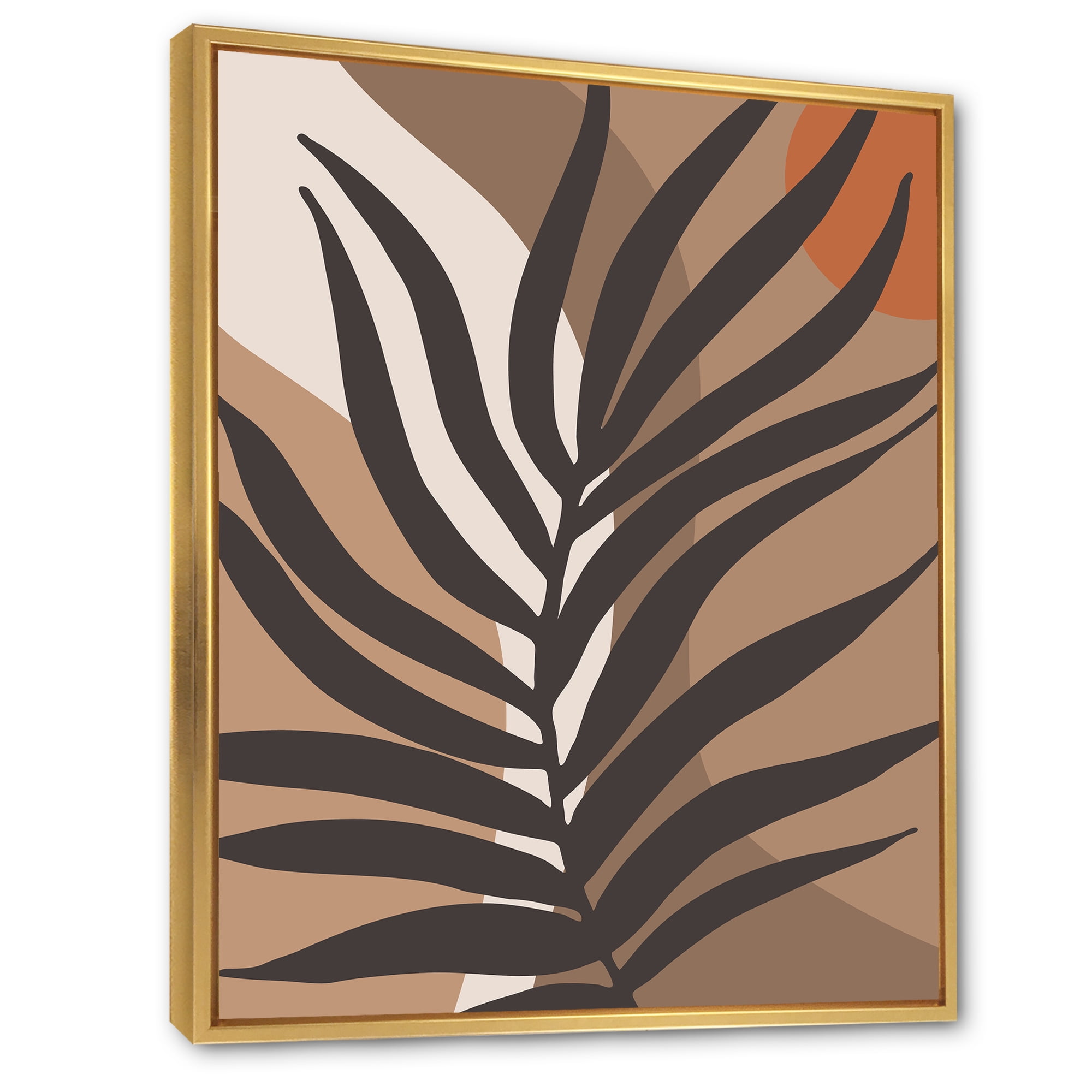 Designart 'Shapes and Tropical Leaf Silhouettes II' Modern Framed Canvas Wall Art Print