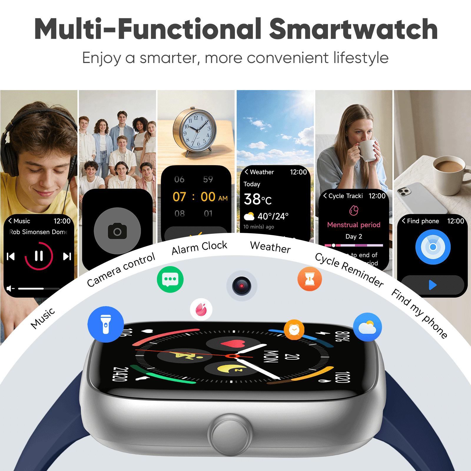 Smart Watches for Men Women (Answer/Make Calls), 1.83" Touchscreen Fitness Watch with 110+ Sport Modes, Fitness Tracker, IP68 Waterproof Smartwatch for Android Ios Blue