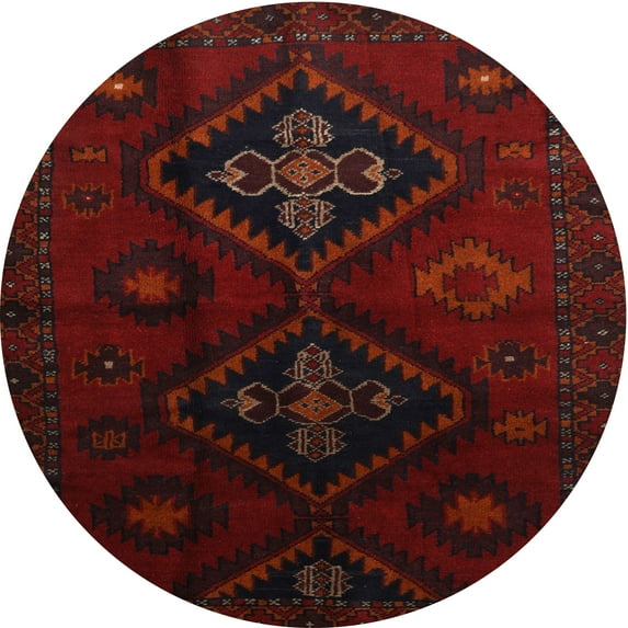 Ahgly Company Indoor Round Traditional Red Persian Area Rugs, 3' Round