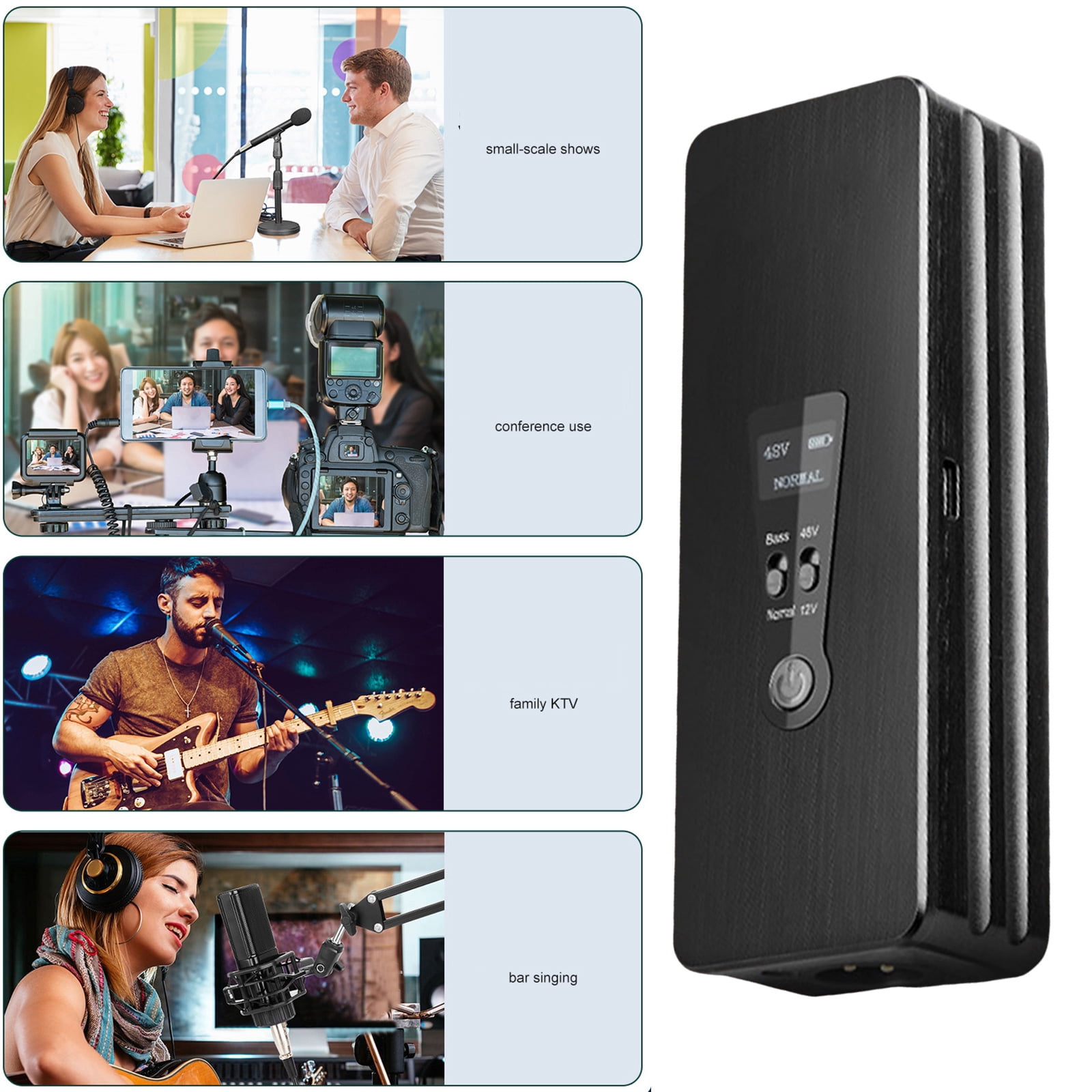 External Source 48V Supply for Condenser Microphones Music Recording Equipment for Quality Music Recording