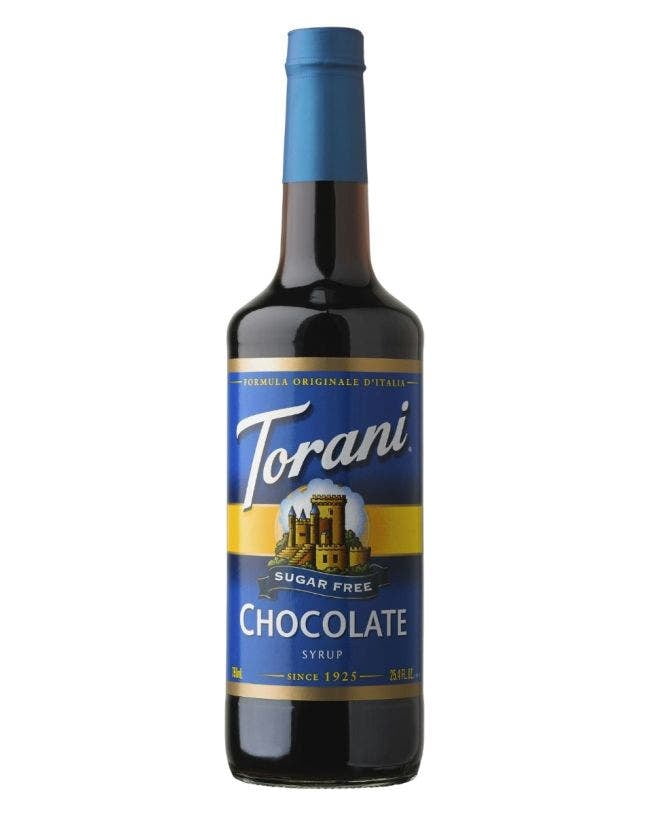 Torani Sugar Free Chocolate Syrup, 750mL (25.4 fl oz) Bottle + Gold Pump