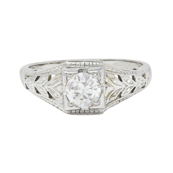 Antique Solitaire Diamond Engagement Ring, Cluster Filigree Ring, Vintage Art Deco Diamond Wedding Ring, 925 Sterling Silver, 1.5 Ct Simulated Diamond, Anniversary Gift Ring For Wife