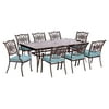 Hanover Traditions 9-Piece Aluminum Outdoor Dining Set, Blue