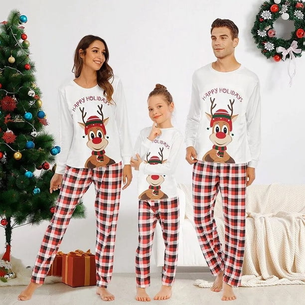 2023 Family Christmas Pajamas Set Deer Mother Kids Adult Baby Xmas Family Matching Outfits Christmas Pajamas Family Clothes