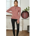 thumbnail image 3 of icyzone Quarter Zip Running Tops Long Sleeve Shirts for women, 3 of 4