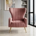thumbnail image 5 of Silla de acento de terciopelo con patas de metal, sillón tapizado moderno, silla lateral de espalda para salón dormitorio pequeños espacios, 5 of 5