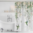 thumbnail image 2 of Green Eucalyptus Leaves Shower Curtain Set - Small 36" x 72" Washable Bathtub Curtain with 12 Hooks, Birds Flowers Spring Watercolor Floral Waterproof Fabric Stall Shower Curtains for Bathroom Décor, 2 of 6