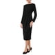 thumbnail image 4 of Vestido lápiz de longitud a la rodilla para mujer INSPIRE CHIC, de manga larga, con cinturón en la cintura, para iglesia y trabajo, vestido ajustado 2XL negro, 4 of 5