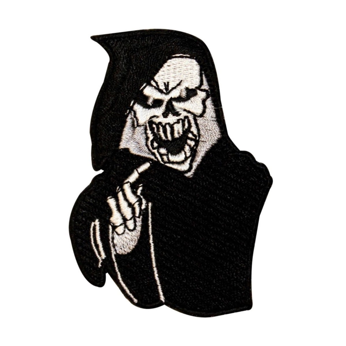 Large Grim Reaper Riding Motorcycle Flames Lightning Embroidered Biker Patch 