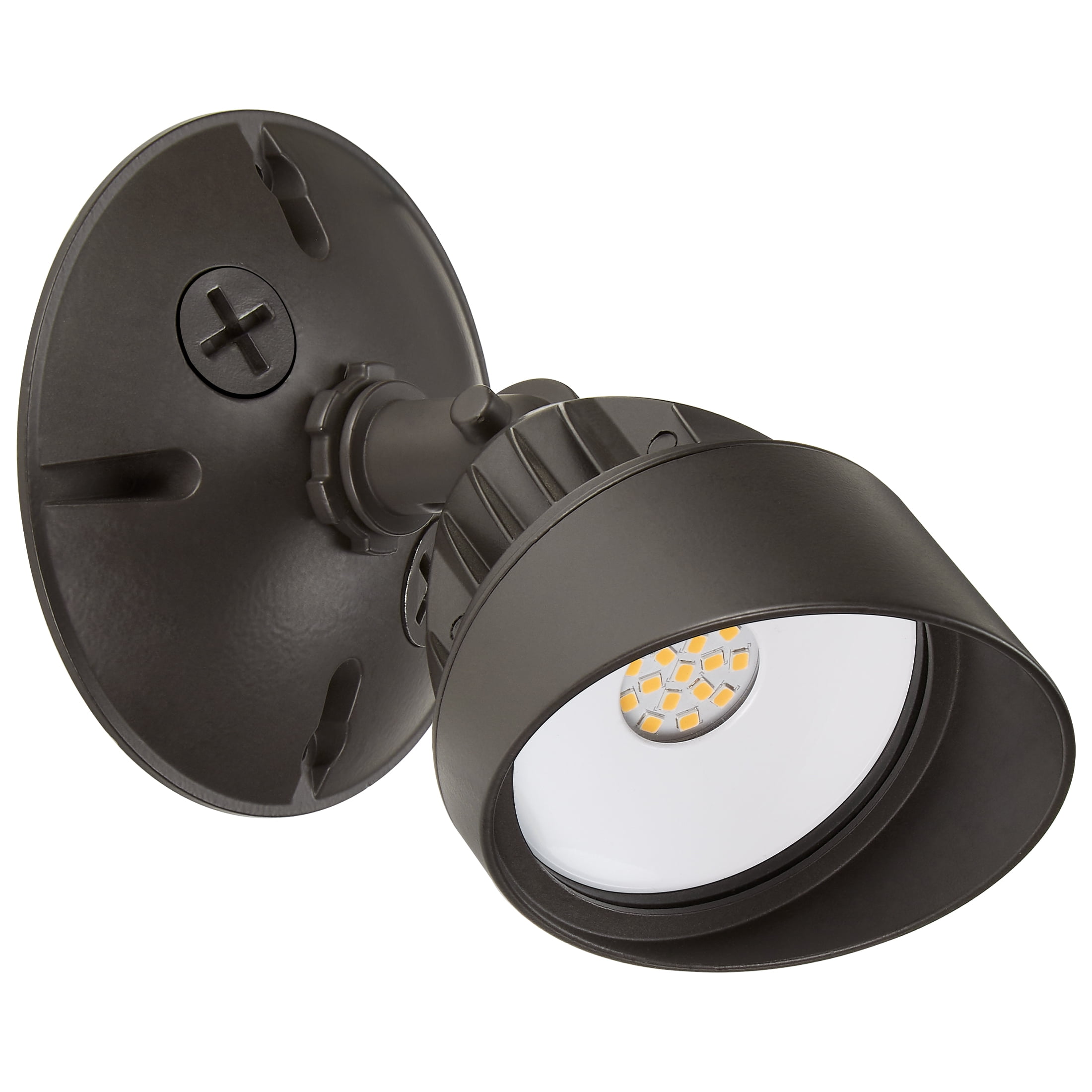 Maxxima LED Outdoor Flood Wall Light, Exterior Security Light w/ Adjustable Head, 800 Lumens, 3000K Warm White, Brown (2 Pack)