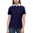 thumbnail image 2 of Feancey Women's Athletic Polos Shirts Color Block Short Sleeve 3 Button Collared T-Shirt Lightweight Quick Dry Workout Tops for Work Golf Tennis Navy M, 2 of 7