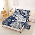 thumbnail image 2 of Erosebridal Navy Gray White Queen Sheet Sets, Romantic Rose Flower Bed Set for Girls, 4 Pieces, 1 Flat Sheet 1 Fitted Sheet and 2 Pillowcases, 2 of 5