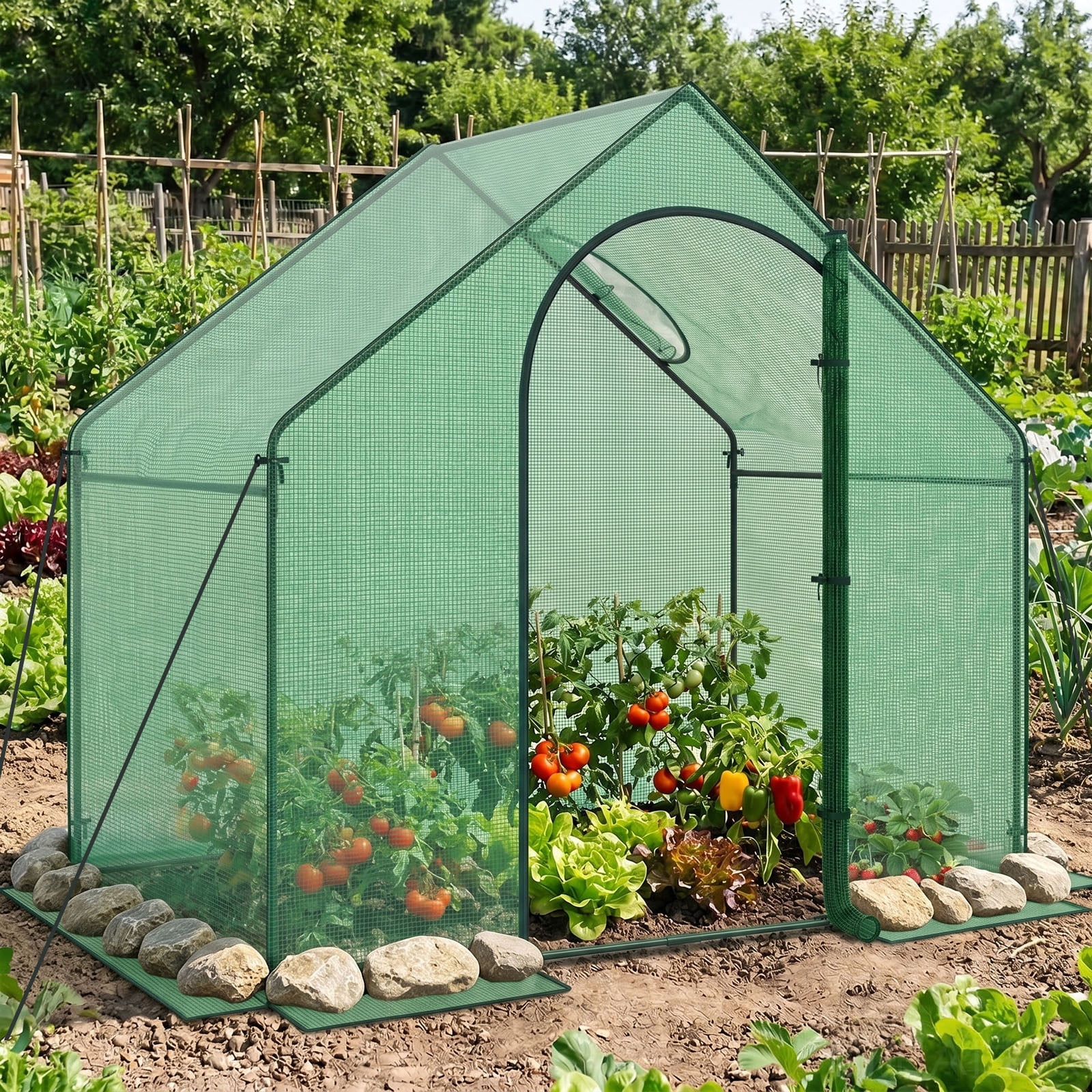 Costway 6 x 3 x 5.5FT Mini Walk-in Greenhouse with PE Cover Rustproof PE-Coated Metal Frame