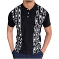 thumbnail image 2 of ATIXEL Mens Short Sleeve Lapel Shirt, Knit Colorblock Stitching Zipper Up T-Shirt Tops, 2 of 8