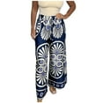 thumbnail image 1 of Birdeem Pants for Women Womens Summer Printing Fallow Elastic Waist Drawstring Length Pants, 1 of 10