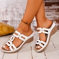thumbnail image 7 of Women Casual Shoes Platform Wedge Sandals for Women 2026 Dressy Summer Strappy Open Toe Shiny Chunky Wedges Heel Hollow Out Slip On Sandals Comfortable Casual Walking, 7 of 7