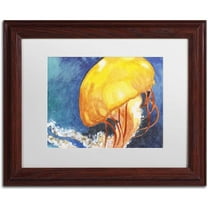 Trademark Fine Art "Jelly Fish II" Canvas Art by Jennifer Redstreake White Matte, Wood Frame