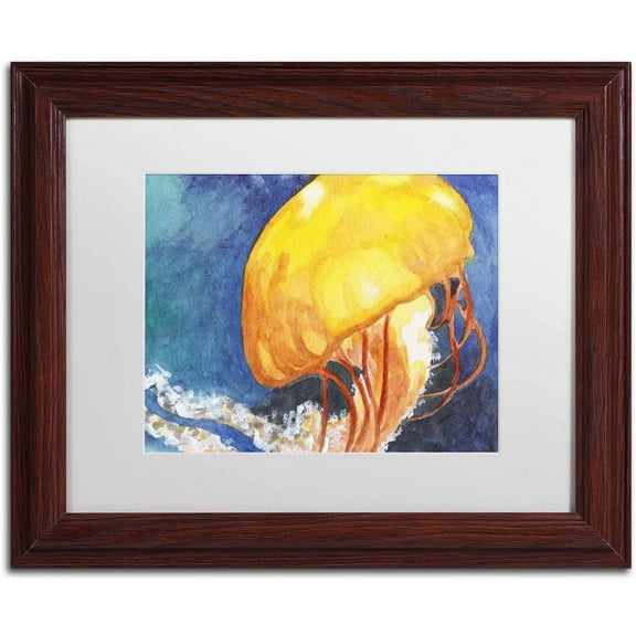 Trademark Fine Art "Jelly Fish II" Canvas Art by Jennifer Redstreake White Matte, Wood Frame