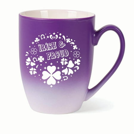 

Elanze Designs Irish & Proud Two Toned Ombre Matte 10 ounce New Bone China Coffee Tea Cup Mug For Your Favorite Morning Brew Purple and White