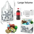 thumbnail image 3 of 5 Pack Foldable Shopping Bag,Blue Christmas Snowflake Pattern Reusable Grocery Bags with Pockets,Large Reusable Tote Bags with Handles Waterproof & Lightweight, 3 of 6