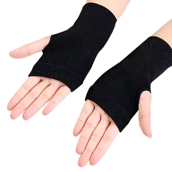 TELOLY Women'S Cotton Fingerless Gloves, Black, Free Size - Warm for Typing, Office, Classroom & Light Outdoor Use