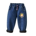 thumbnail image 2 of Spazoro Child Kids Girls Sweatpants, Fall Winter Loose Cute Print Casual Pants for Little Girls Blue Size 5 T, 2 of 4