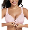 thumbnail image 2 of Exerin Women's Front Closure Non Padded Underwire Plus Size Posture Back Support Bra(34DD,Pink), 2 of 6