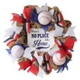 thumbnail image 1 of Corona de béisbol inspiradora, letrero de bienvenida para la decoración del hogar, regalo para amantes del béisbol. rojo azul, 1 of 7