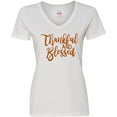 thumbnail image 3 of Inktastic Thankful and Blessed Women's V-Neck T-Shirt, 3 of 5