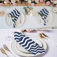 thumbnail image 2 of Navy Blue Moire Cloth Napkins, Water Ripple Stripe Farmhouse Washable and Reusable Dinner Napkins Set of 4, Table Napkin for Kitchen Party Birthday Wedding Hotel Housewarming 20"x20", 2 of 8