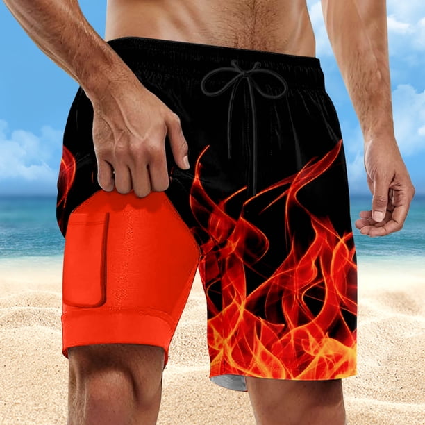 WILLBEST Pantalones Cortos Deportivos para Hombre, Pantalones Casuales de Verano para Playa de Doble Capa, Pantalones Cortos de Estilo Casual Estampado Versátiles A La Moda para Hombre