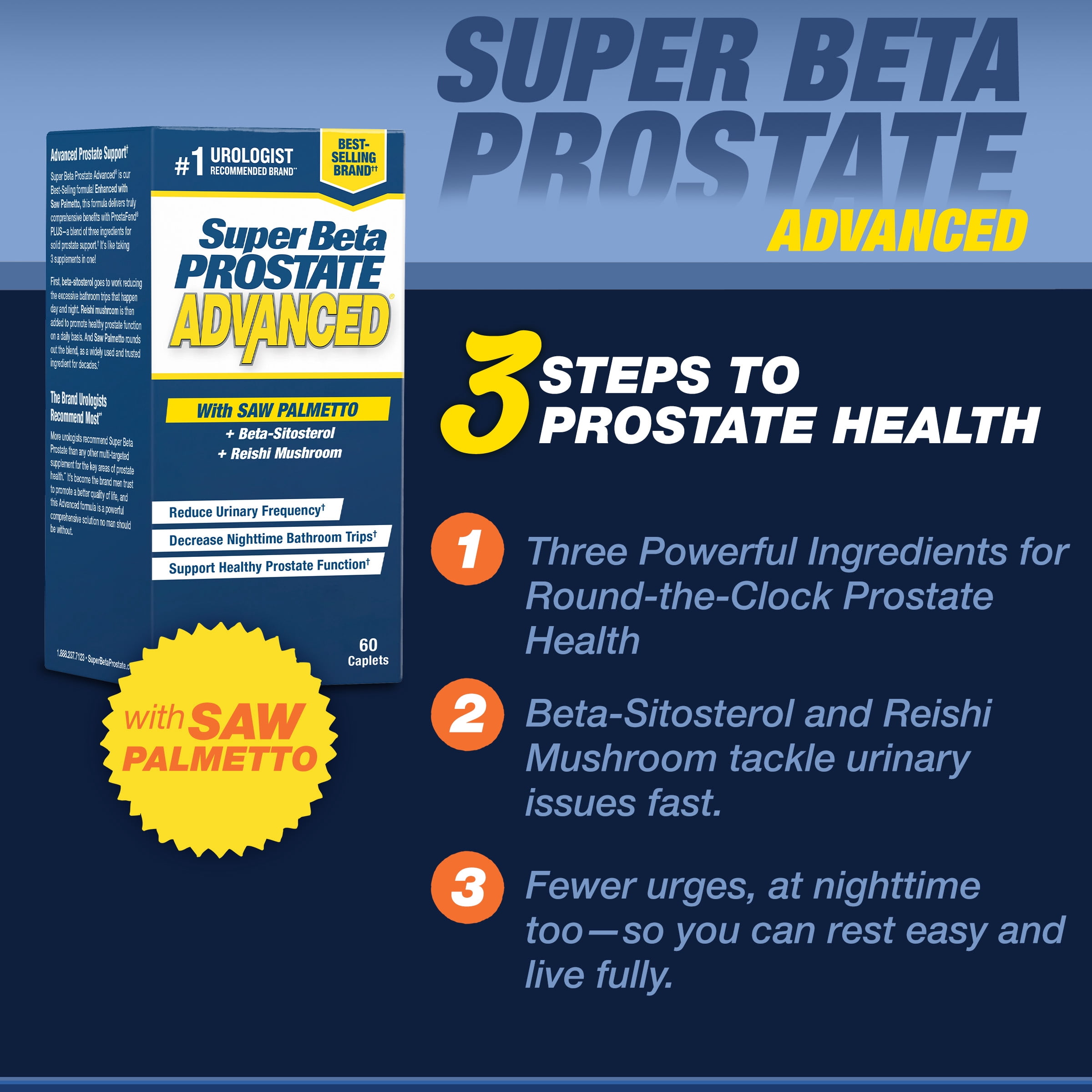 Super Beta Prostate Advanced + Saw Palmetto & Beta Sitosterol, Men's Health, 60 Caplets