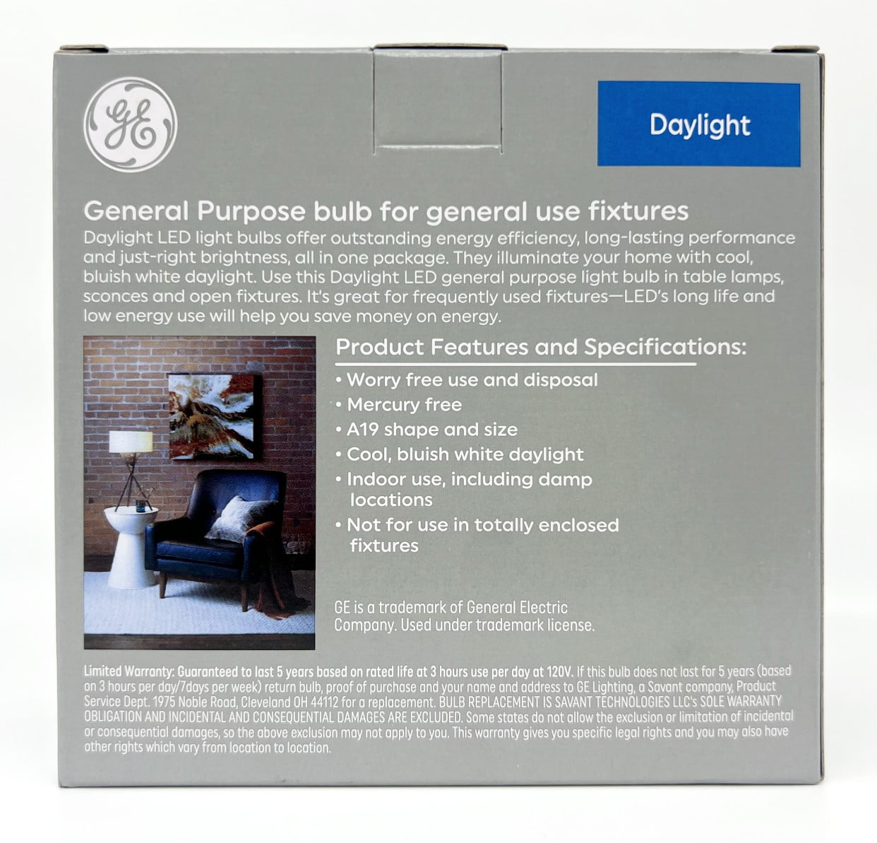 (8 bulbs) GE classic LED A19 Daylight Bulbs, 15 watt, 1600 Lumen, HD Light, Exceptional color contrast and brightness, 100 watt equivalent, LED light bulb