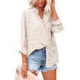 thumbnail image 1 of Sunloudy Camisas elegantes para mujer, blusa de gasa con botones de manga larga de jacquard de color puro Sunloudy  S M L XL XXL, 1 of 3
