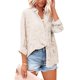 thumbnail image 1 of SAYOO Camisas elegantes para mujer, blusa de gasa con botones de manga larga de jacquard de color puro SAYOO  S M L XL XXL, 1 of 3