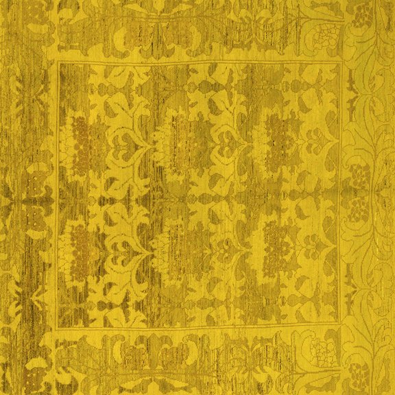 Ahgly Company Indoor Square Oriental Yellow Traditional Area Rugs, 4' Square