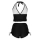 thumbnail image 1 of Trajes de Baño de Dos Piezas para Mujeres de Cintura Alta Trajes de Baño de Vendaje Sólido Cuello Redondo sin Negro, Conjunto de Playa Sexy, 1 of 4