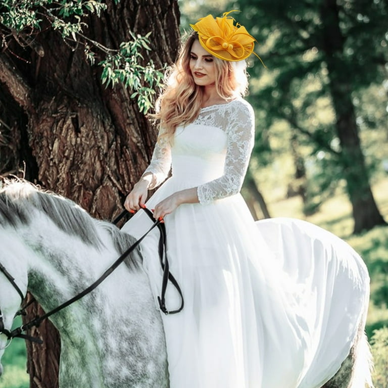HongHeng Fascinator Hat Veil Feather Fascinator Tea Party Bridal