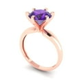 thumbnail image 2 of 2.5 ct Round Cut Natural Amethyst Solitaire Engagement Ring for Women in 18K Rose Gold, 2 of 5