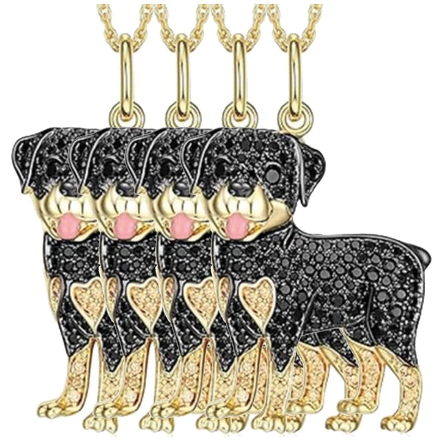 Collar con Dijes y Cadenas High Monaco DogNeck16 4Pzas Rottweiler Negro Metal