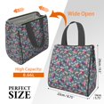 thumbnail image 3 of Pioneer Flower Floral Print Pattern Insulated Lunch Bag for Women Men, Large Portable Soft Cooler Tote, Thermal Food Storage Bag with Pearl Cotton, 8.66L, 8.75"x5.75"x9.5", 3 of 6
