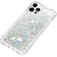 thumbnail image 6 of Compatible with iPhone 12 Pro Max Case Glitter Luxury Cute Love Liquid Quicksand Clear Soft TPU Girls Women Stylish Bumper Shockproof Protective Case for iPhone 12 Pro Max Sliver YB, 6 of 6