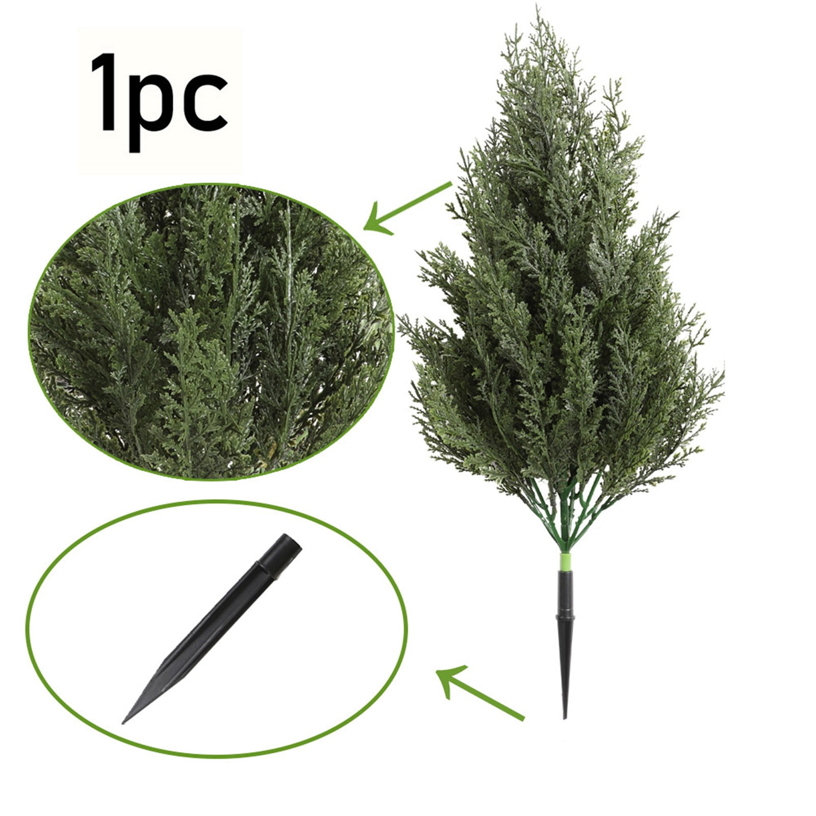16" Artificial Cypress Topiary Tree with Ground Spike, Fake Shrubs UV Resistant Artificial Cedar Bushes, 1 Pack Faux Plants for Indoor Outdoor Front Porch Garden (Green)