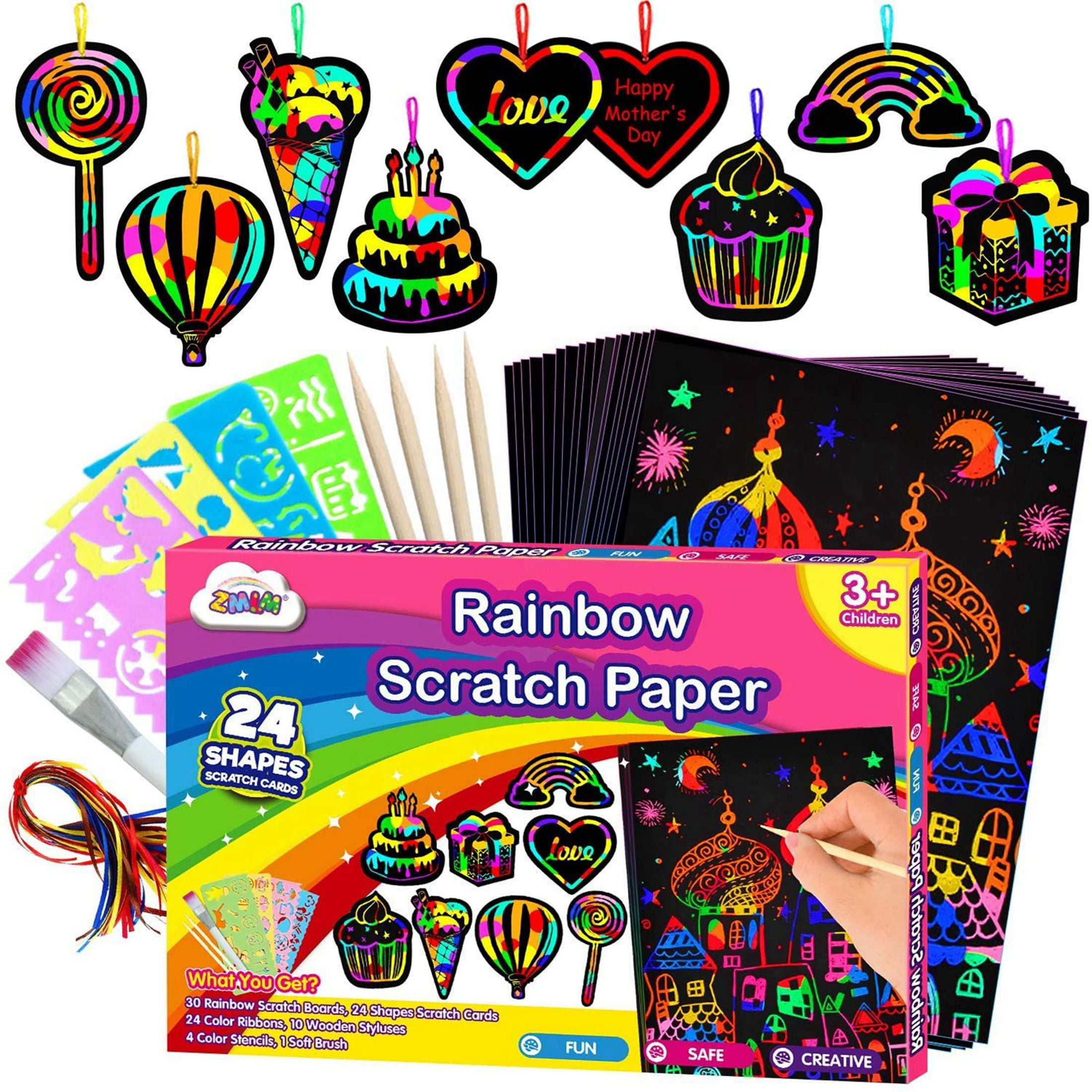Scratch Paper Art Supplies Art Kit Gifts for 3 4 5 6 7 8 9 10 Year Old Girl  G