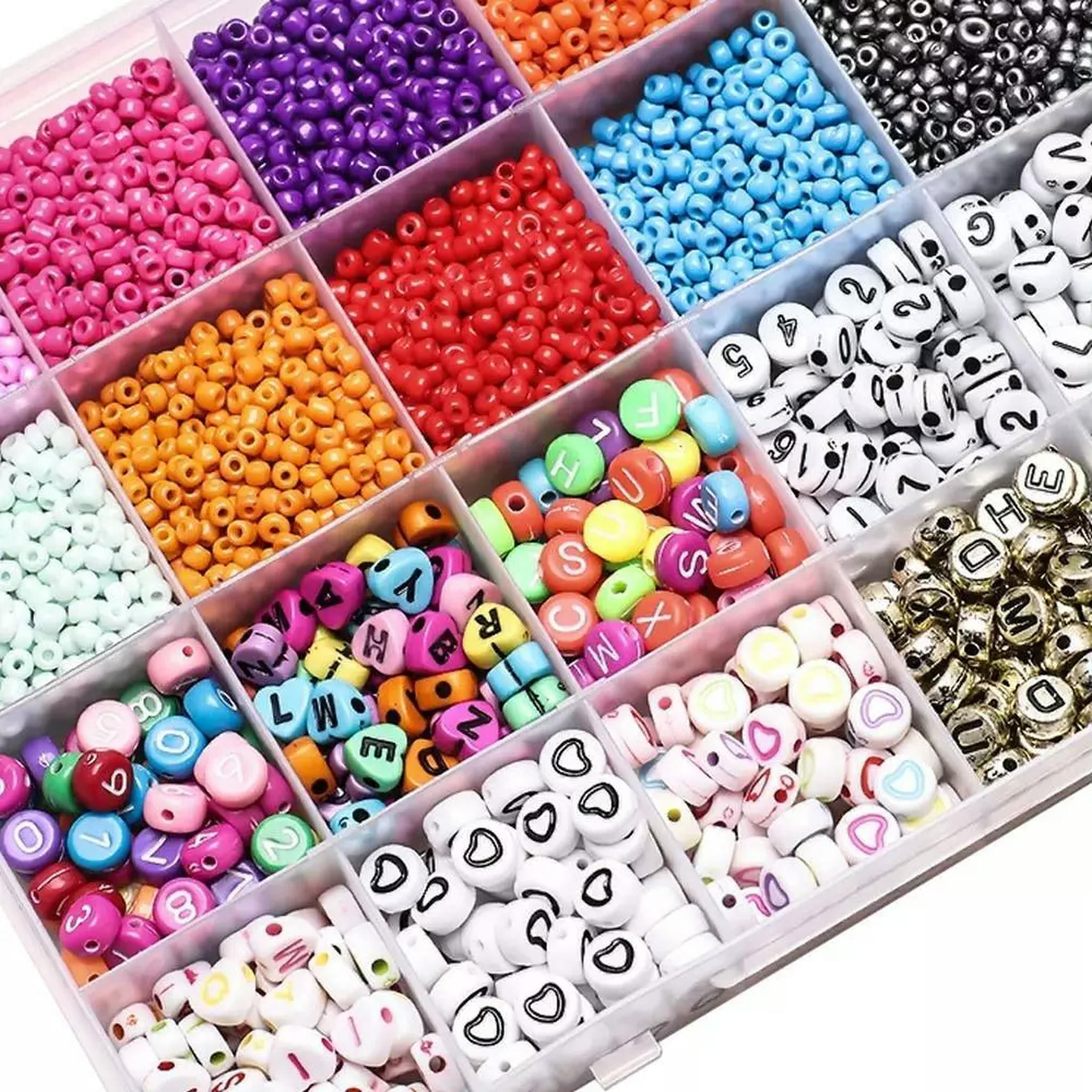 U8MO 1Box 4mm Glass Spacer Beads lot 6mm Plastic Letter Beads Kit for Jewelry Making