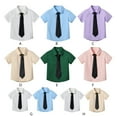 thumbnail image 4 of GYRATEDREAM Boys Short Sleeve Button Down Shirt Summer Solid Kids Boy Dress Shirts with Tie Size 3 Months-8 Years, 4 of 4