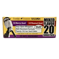 Suet Cake Jumbo Mixed 20 Pack | 10 Peanut & 10 Berry 10.5 oz. Suet Cakes for Wild Birds