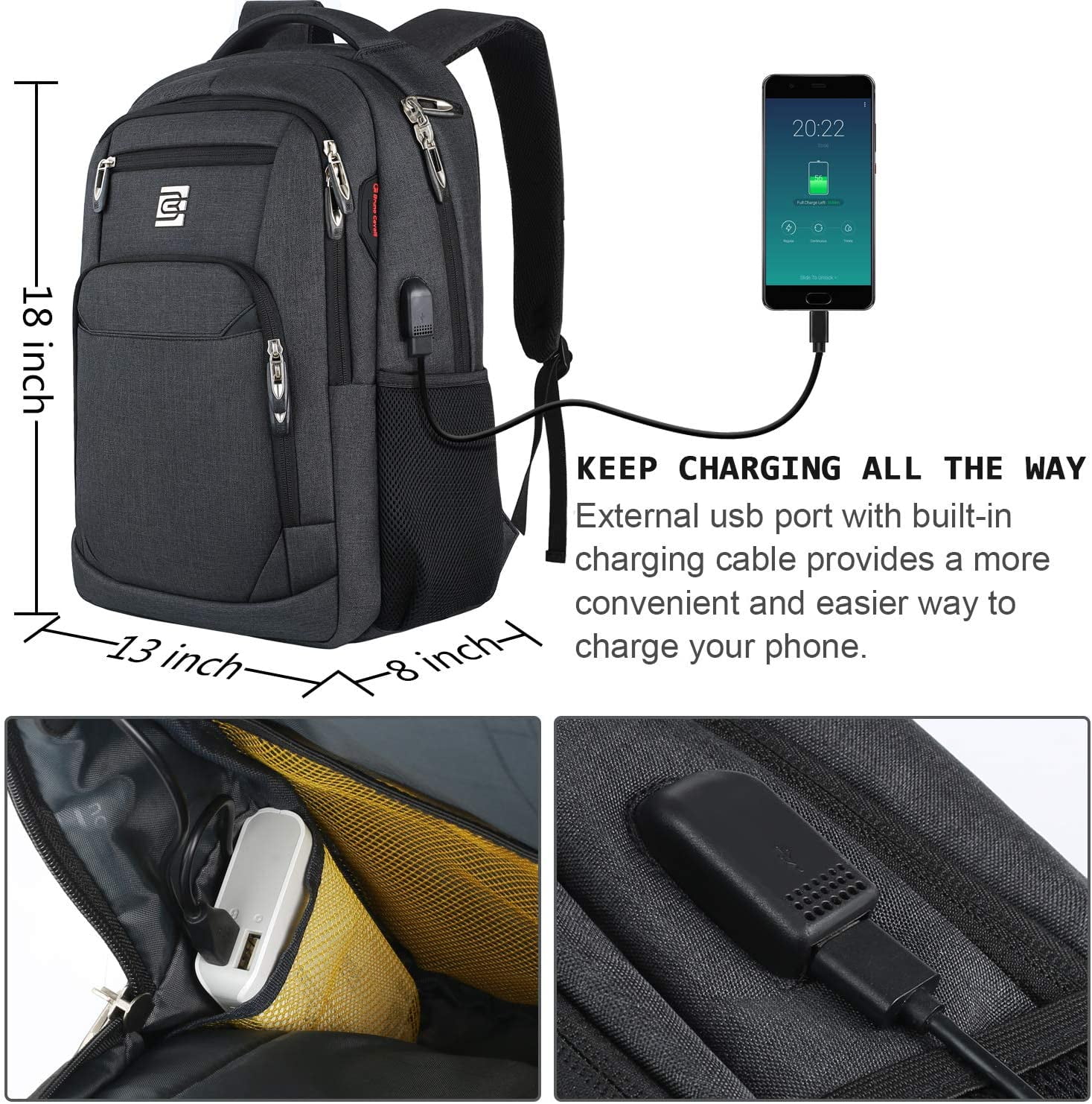 17 Inch Laptop Backpack, Business Anti Theft Slim Durable Laptops Backpack with USB Charging Port, Water Resistant College School Computer Bag Gifts for Men & Women Fits 15.6 Inch Notebook-Gray - Walmart.com 17 Inch Laptop Backpack, Business Anti Theft Slim Durable Laptops Backpack with USB Charging Port, Water Resistant College School Computer Bag Gifts for Men & Women Fits 15.6 Inch Notebook-Gray - Walmart.com